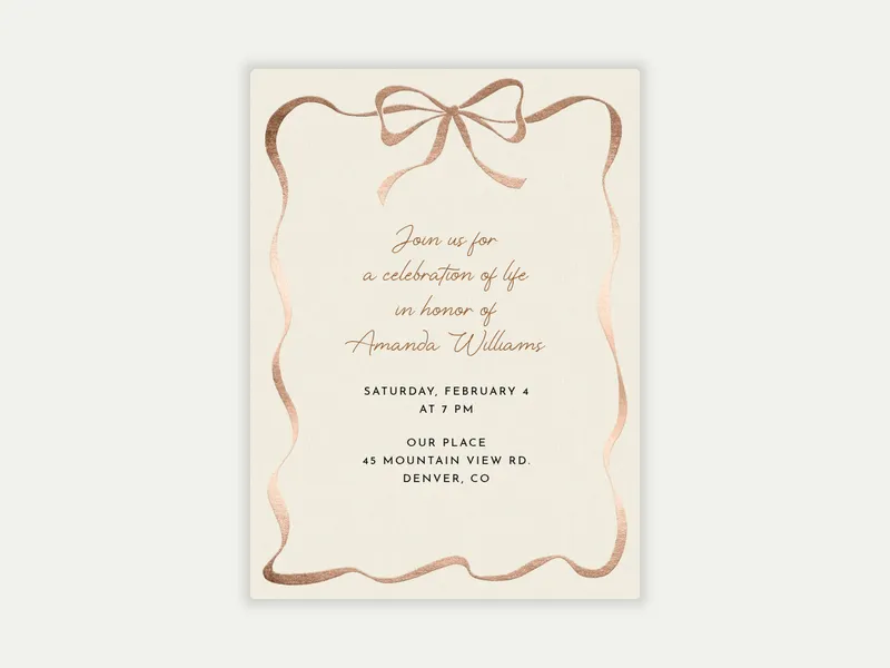 Foiled Ribbon - funeral_memorial_service - Invitation