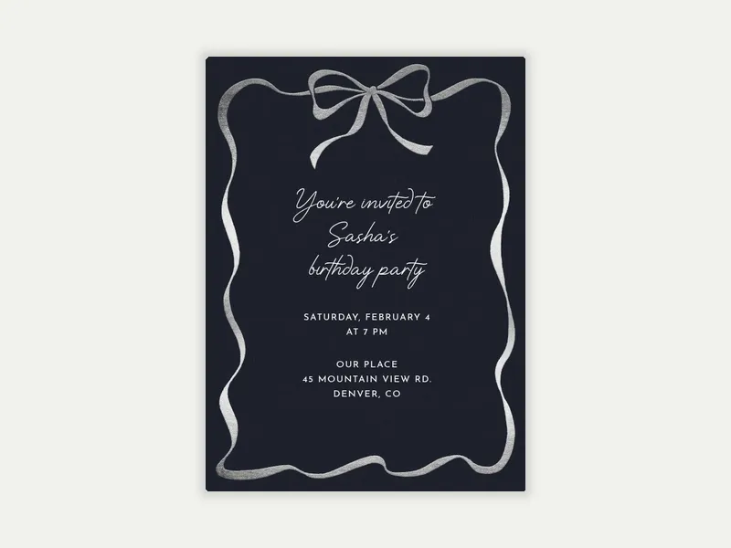Foiled Ribbon Invitation free template design