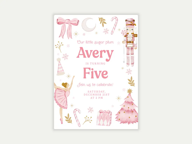 Pastel Pink Nutcracker - winter - Invitation