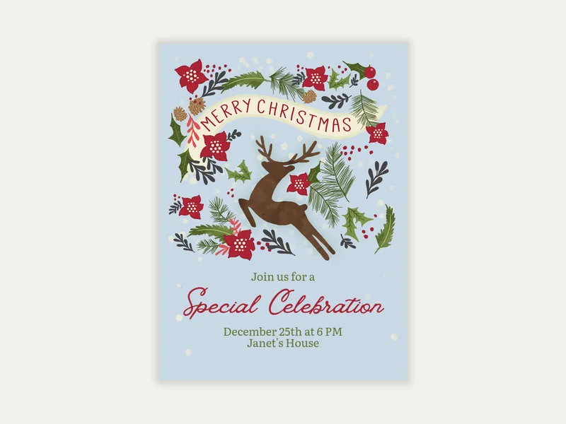 Merry Christmas Reindeer - christmas - Invitation