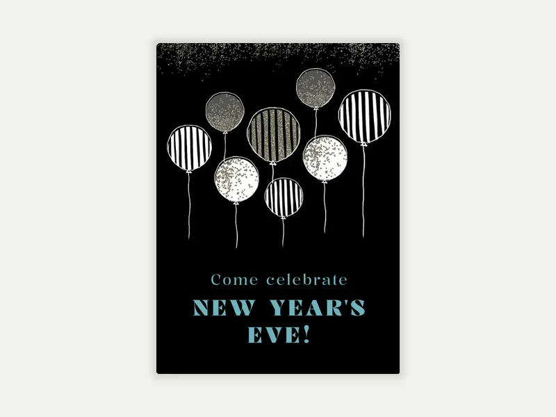 Illustrated Balloons - new_years - Invitation