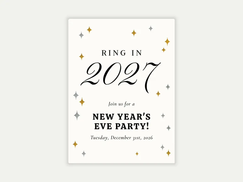 Retro Gold Stars - new_years - Invitation