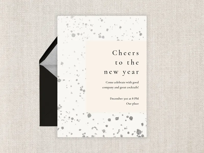 Metallic Paint Splatter - new_years - Invitation