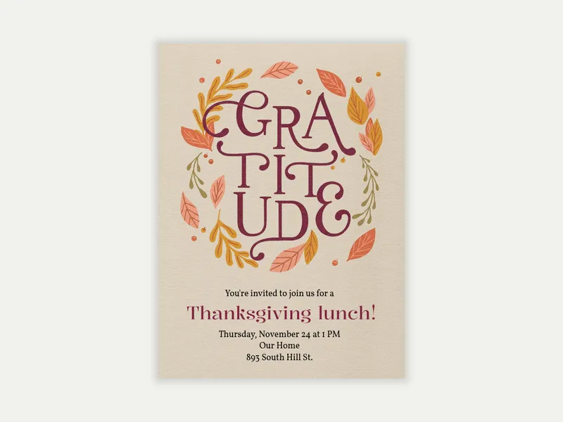 Floral Gratitude - thanksgiving - Invitation