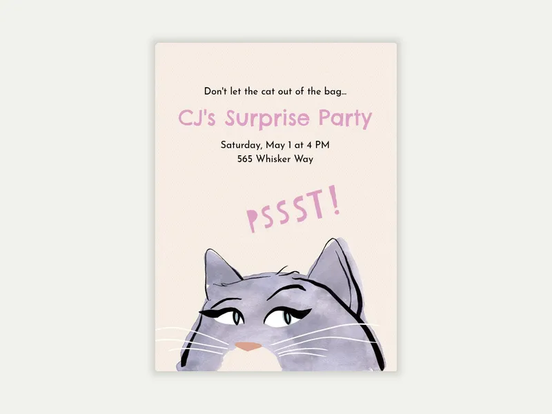 Pssst Cat - surprise_party - Invitation