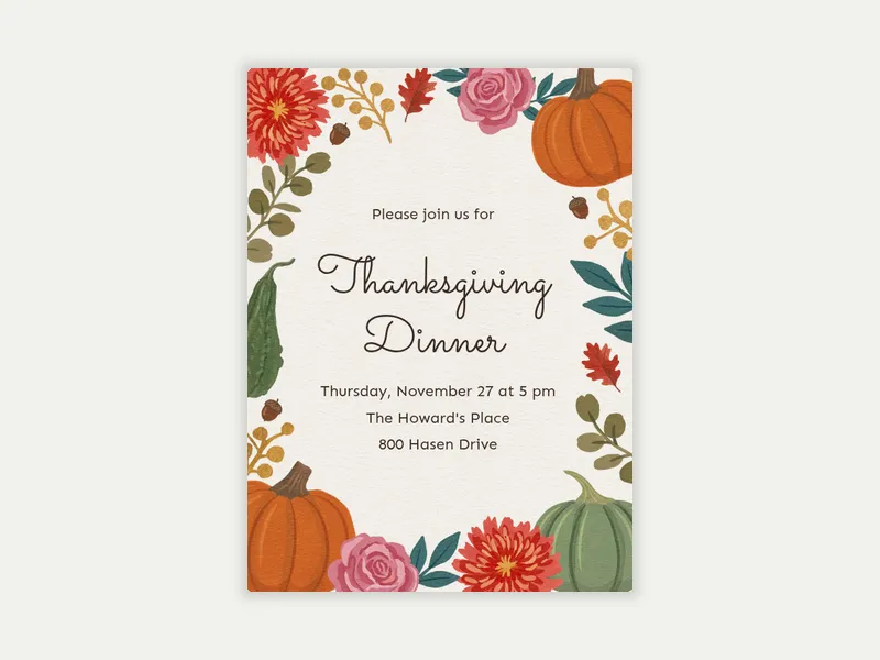 Floral Thanks - thanksgiving - Invitation