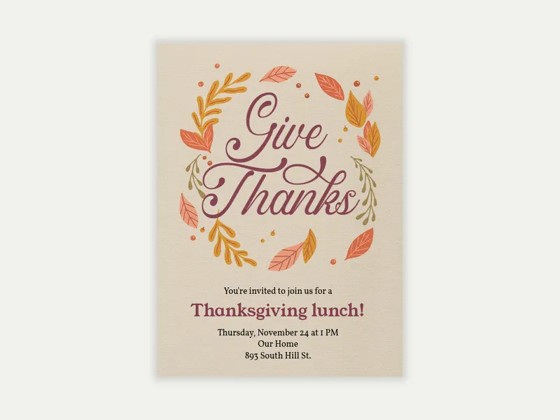 Floral Gratitude - thanksgiving - Invitation