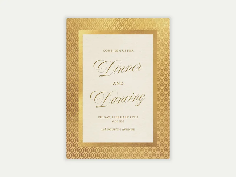 Gold Embossed Dinner - wine_tasting - Invitation