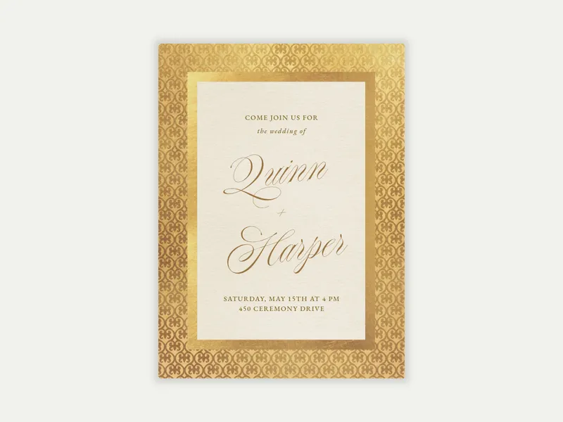 Gold Embossed Dinner - wedding - Invitation