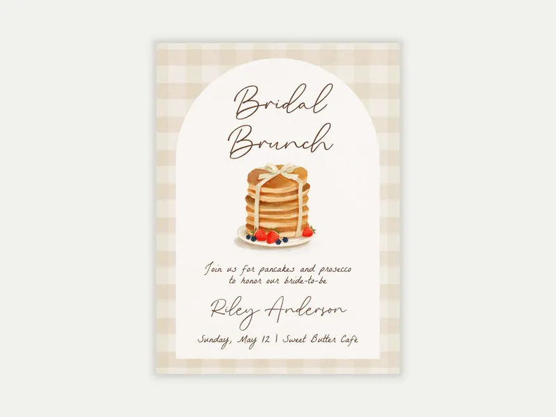 Gingham Brunch Invitation free template design