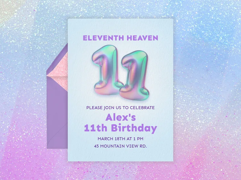 Holographic Balloons Invitation premium template design