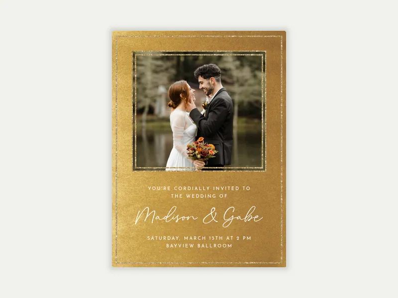 Festive Gold Metallic (Photo) - wedding - Invitation