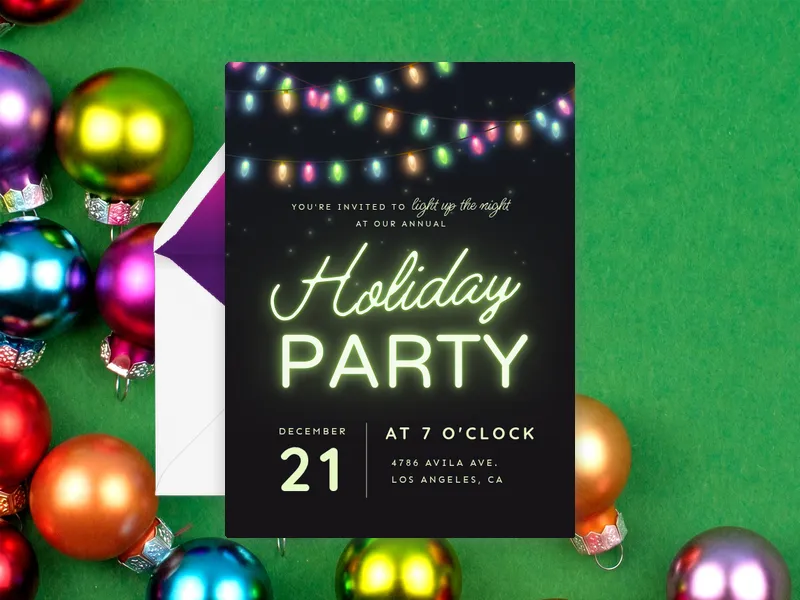 Neon Holiday - featured - Invitation