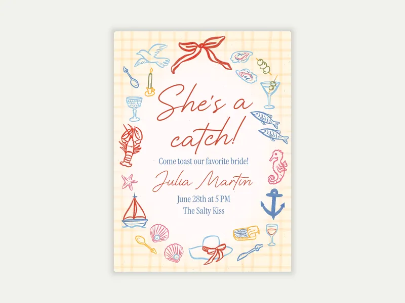 Coastal Iconography - bachelorette - Invitation