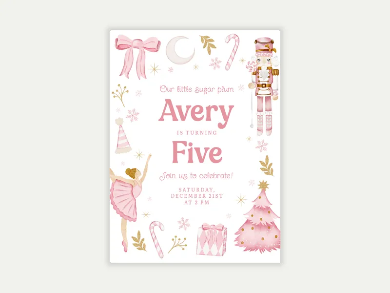 Pastel Pink Nutcracker - winter - Invitation