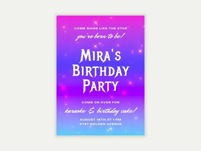 KPop Sparkle - birthday_forkids - Invitation
