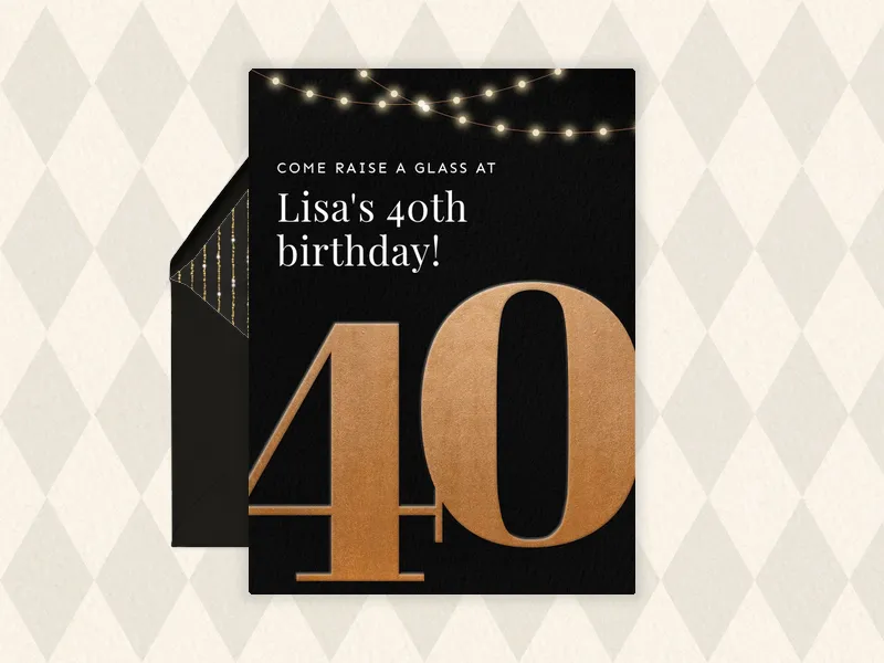 Bold String Lights - 40th_birthday - Invitation