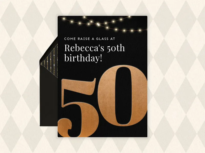 Bold String Lights - 50th_birthday - Invitation