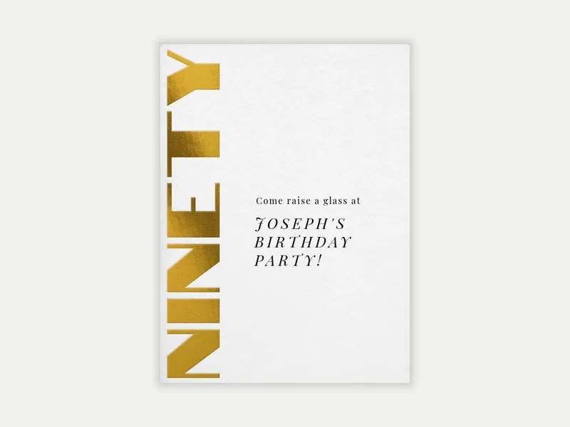 Bold and Gold Birthday - 90th_birthday - Invitation