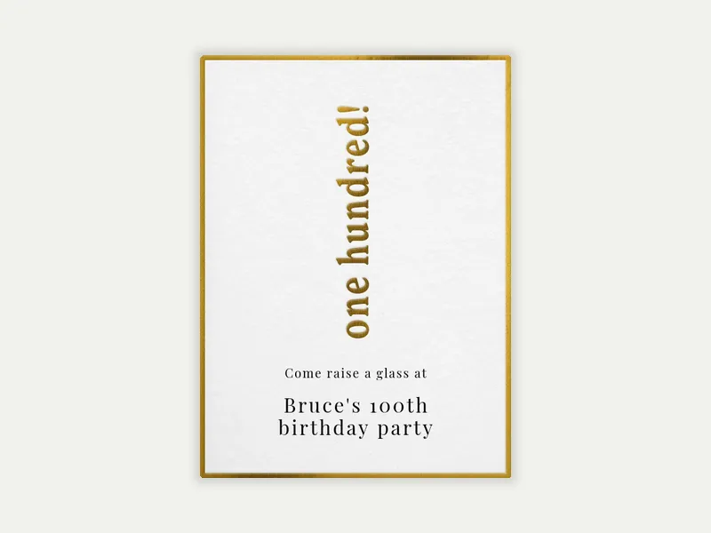 Gold Birthday Milestone! - 100th_birthday - Invitation
