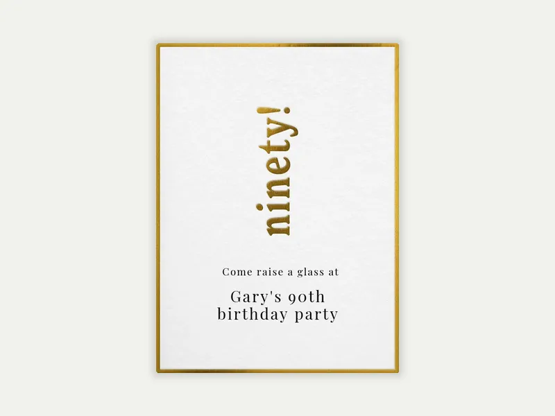 Gold Birthday Milestone! - 90th_birthday - Invitation
