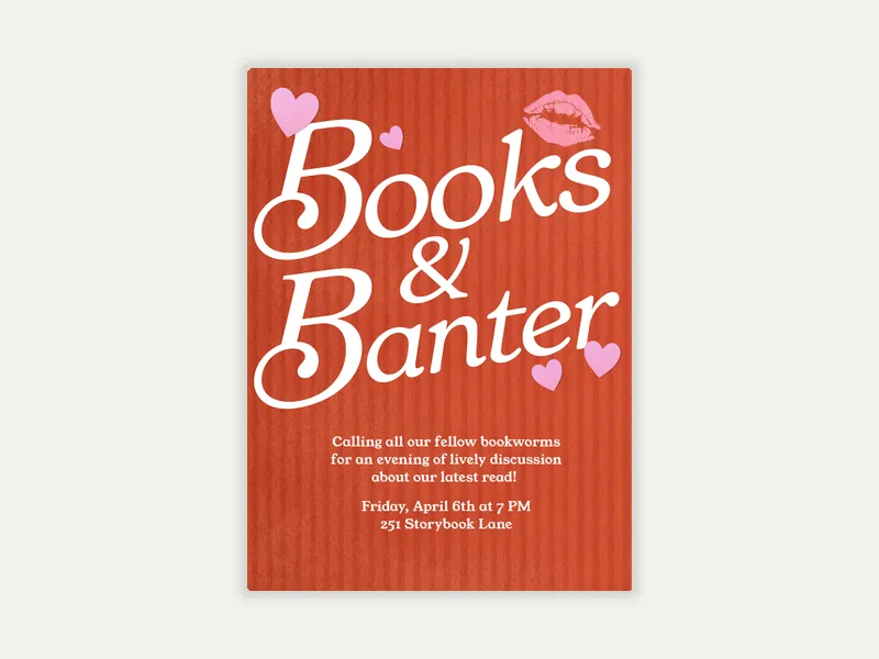 Hearts & Kisses - book_club - Invitation
