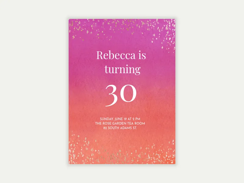 Ombre Watercolor - birthday_milestones - Invitation
