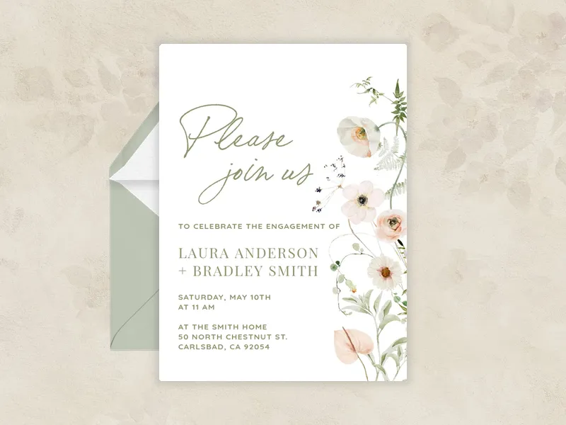 Pressed Petals - engagement - Invitation