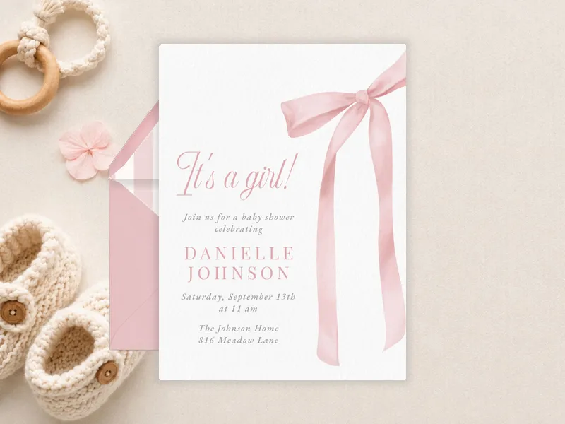 Ribbons, Bows - baby_shower - Invitation
