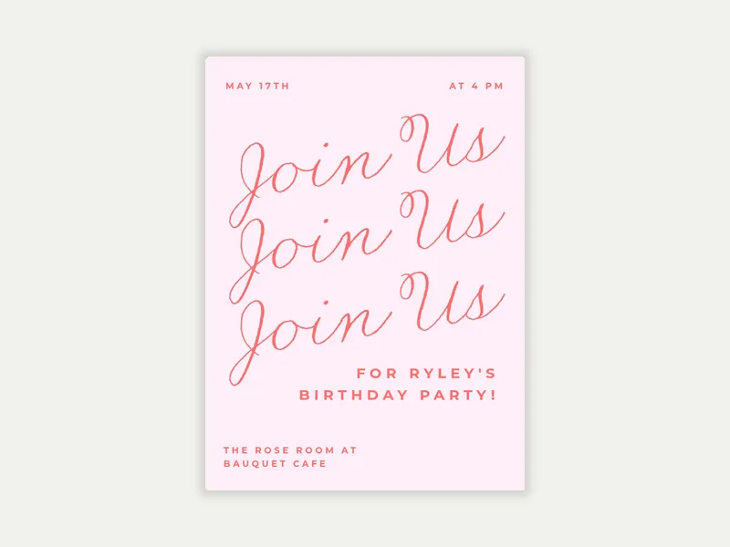Script Cascade Invitation free template design