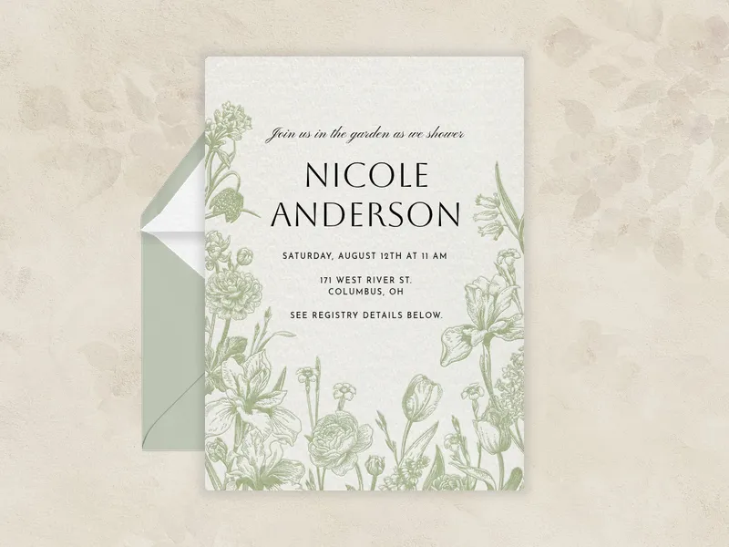 Wildflower Garden Invitation premium template design
