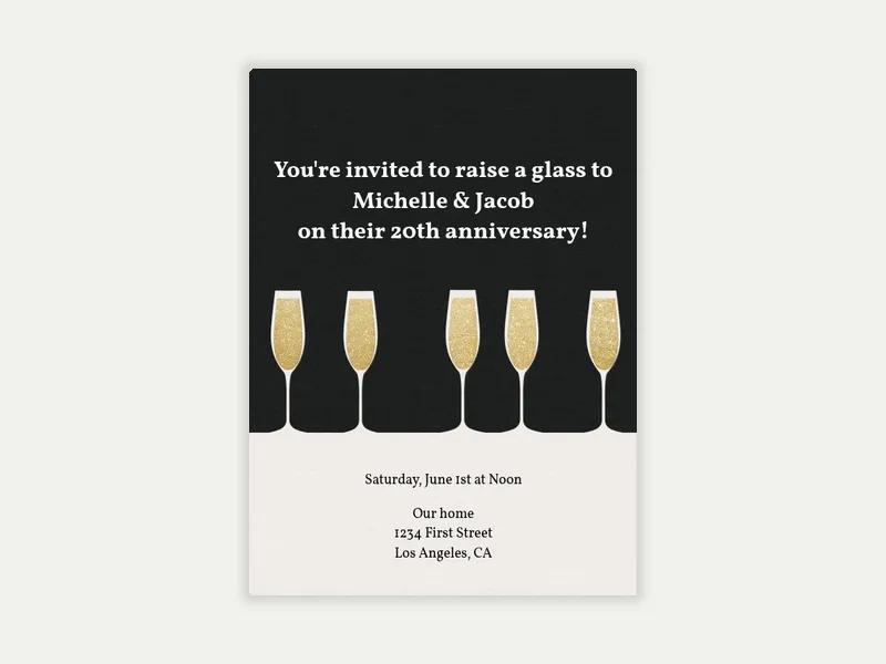 Five Glass Cheers - anniversary - Invitation