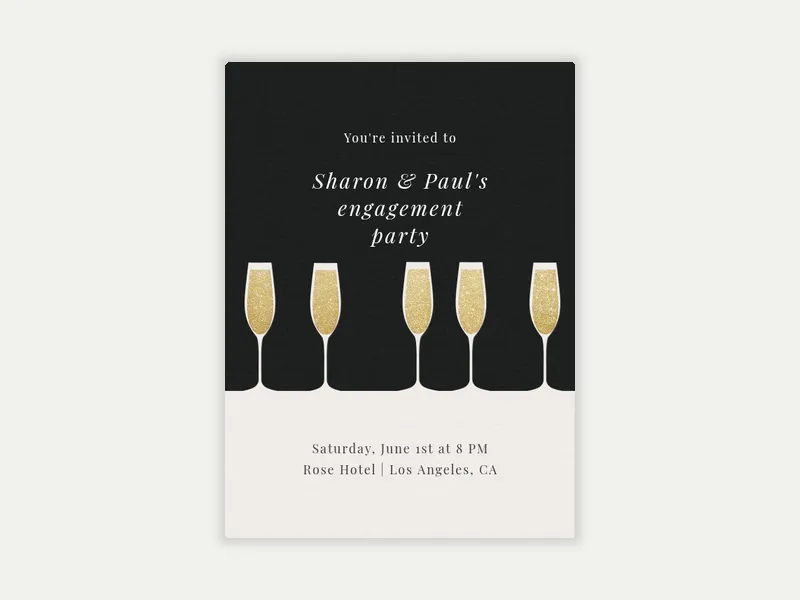 Five Glass Cheers - engagement - Invitation