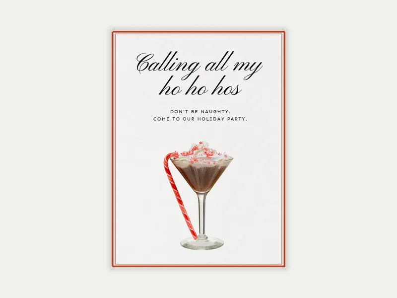 Candy Cane Martini - christmas - Invitation