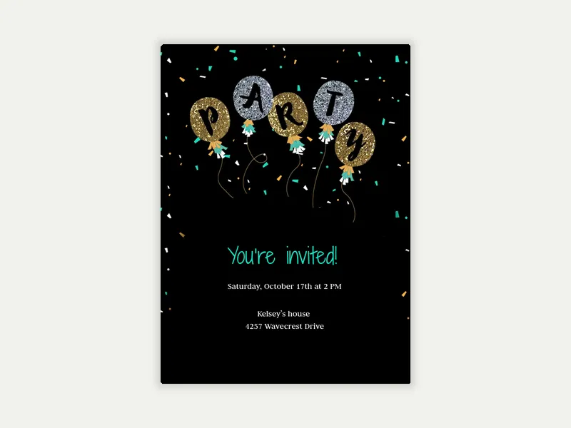 Glitter Balloons - retirement_farewell - Invitation