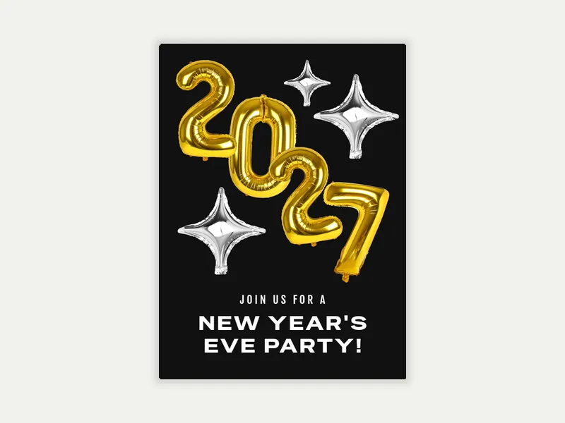 Festive Balloon - new_years - Invitation