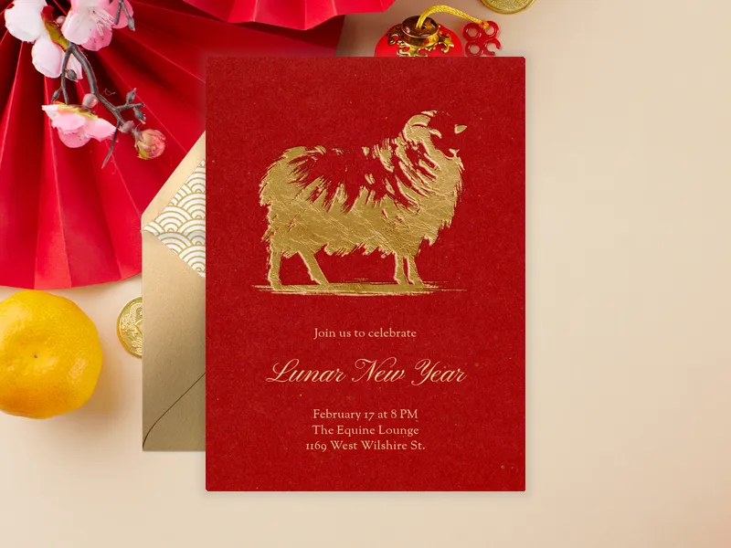 Gold Foil Ram Invitation premium template design