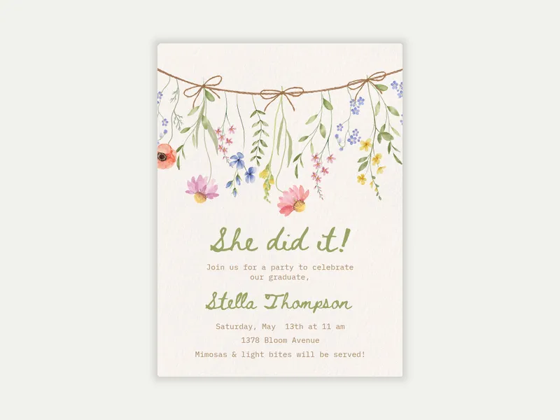 Garden Garland - graduation - Invitation