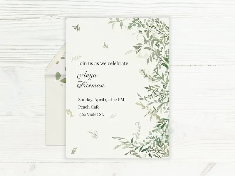 Watercolor Leaves - parenthood_journey - Invitation