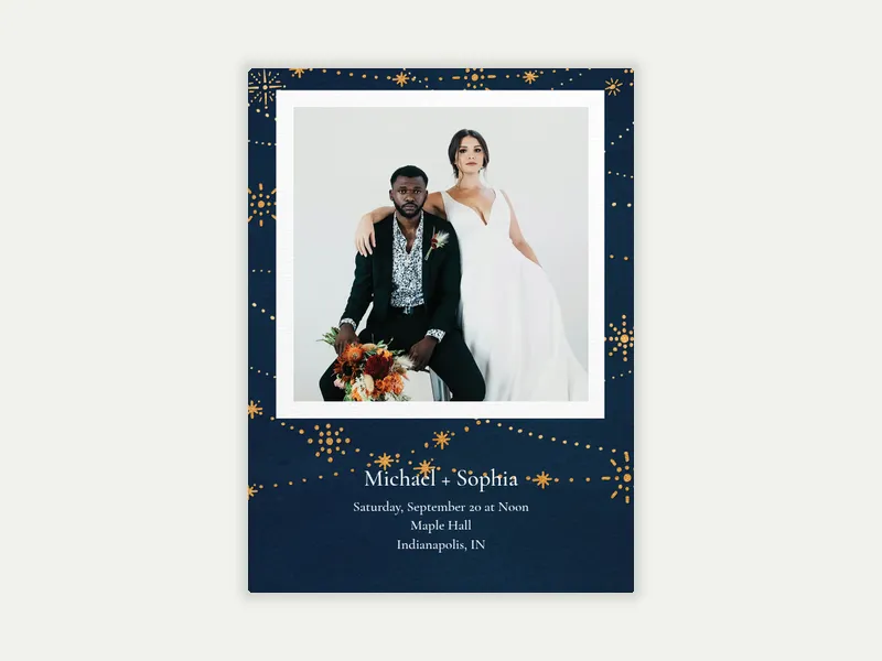 Festive Gold Stars (Photo) - wedding_dyo_uyo - Invitation