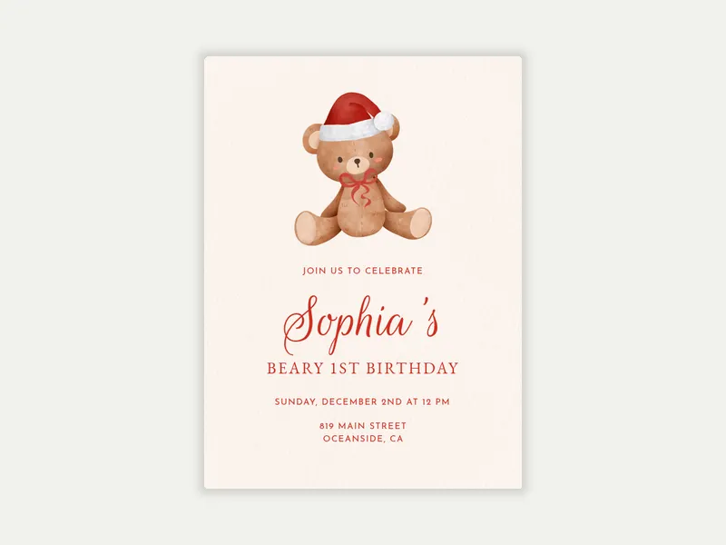 Holiday Bear - babys_first - Invitation