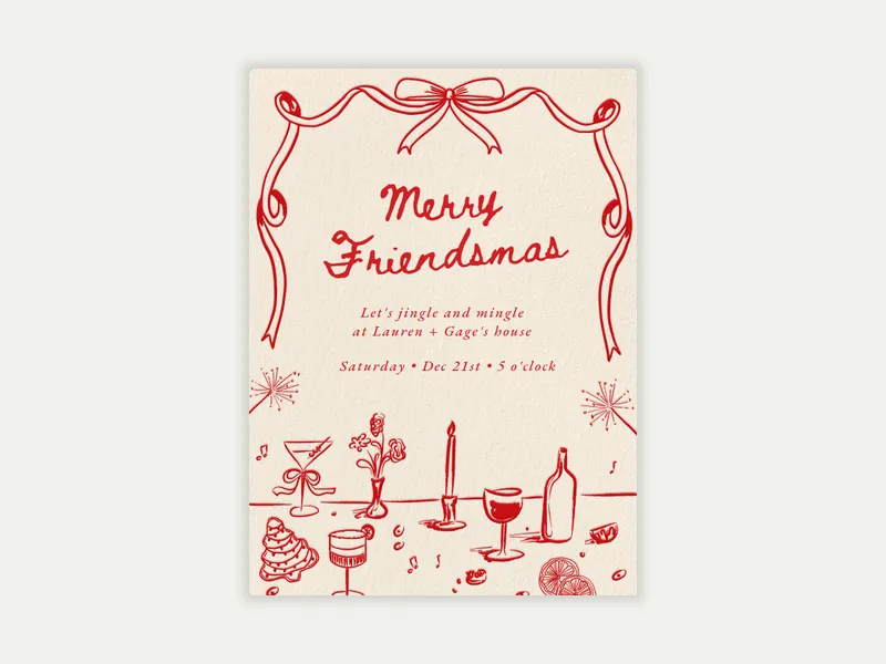 Red Ribbon Friendmas - christmas - Invitation