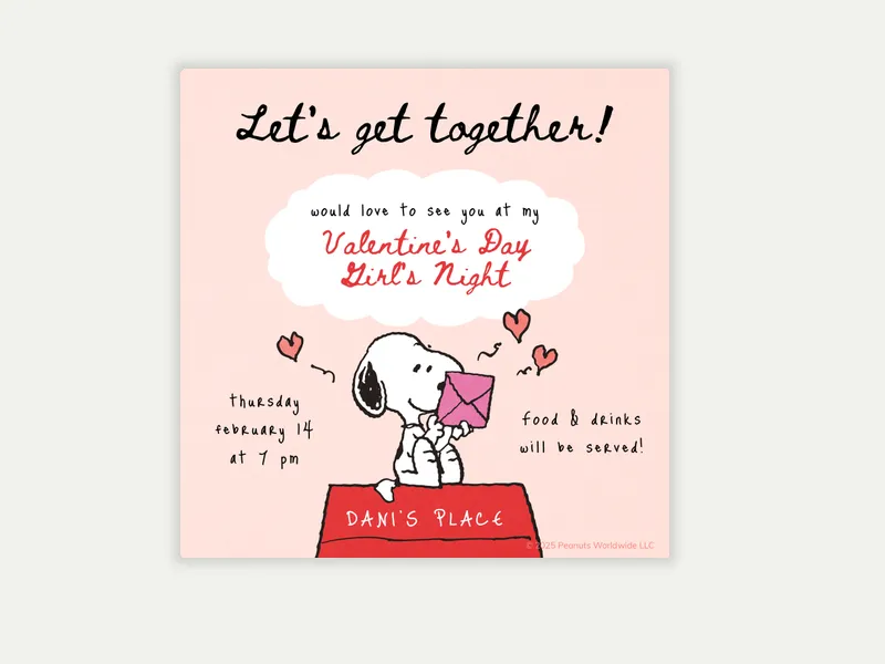 PEANUTS®: Love Letter - galentines_day - Invitation