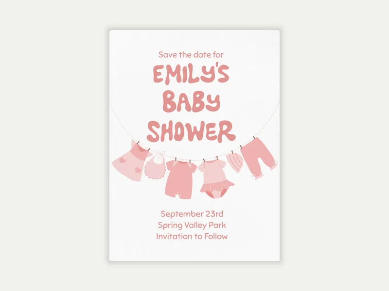 Baby Clothesline - baby_save_the_date - Invitation