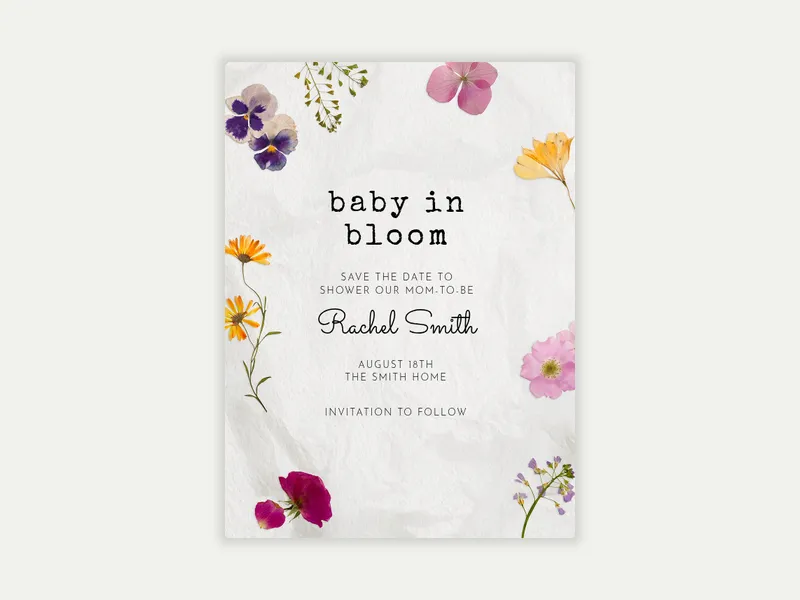 Pressed Flowers - baby_save_the_date - Invitation