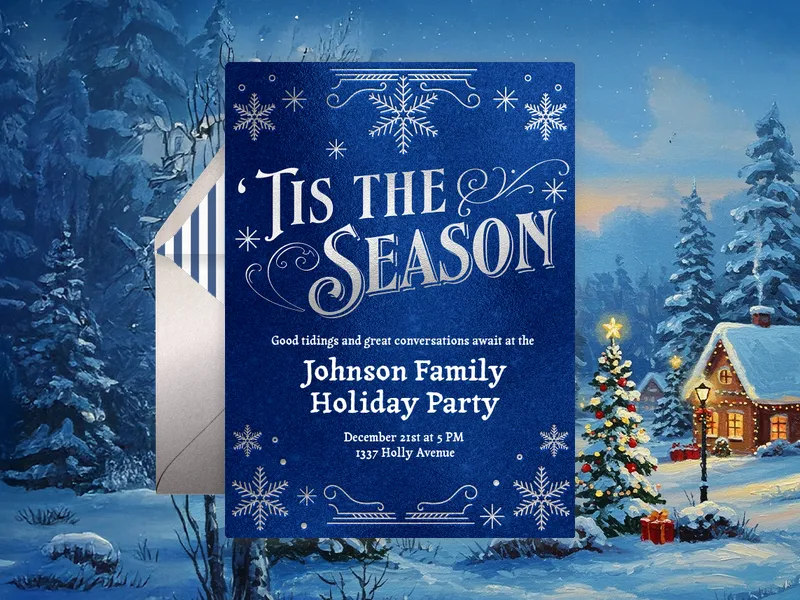 Shimmering Snowflakes - christmas - Invitation