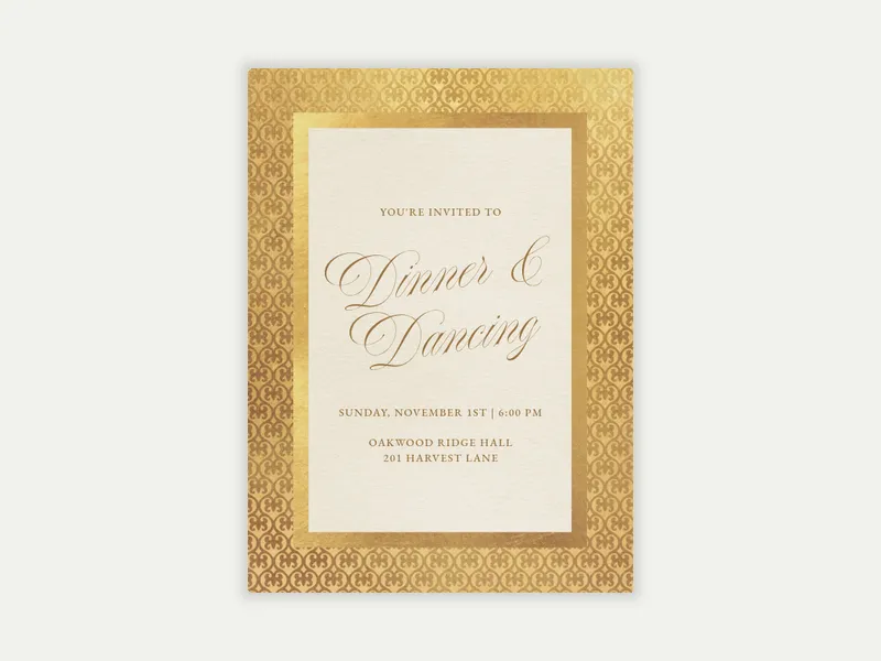 Gold Embossed Dinner - wine_tasting - Invitation