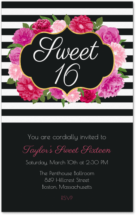 floral sweet 16 invitation