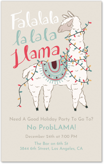 holiday llama invitation evite