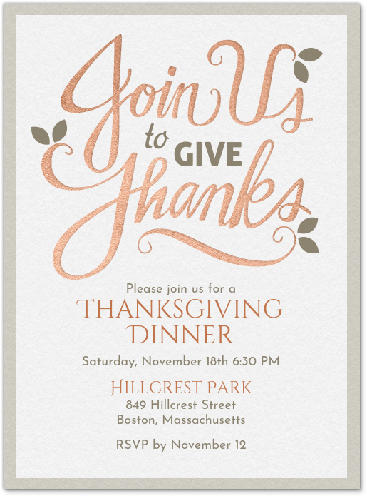 Join Us To Give Thanks Invitation Evite